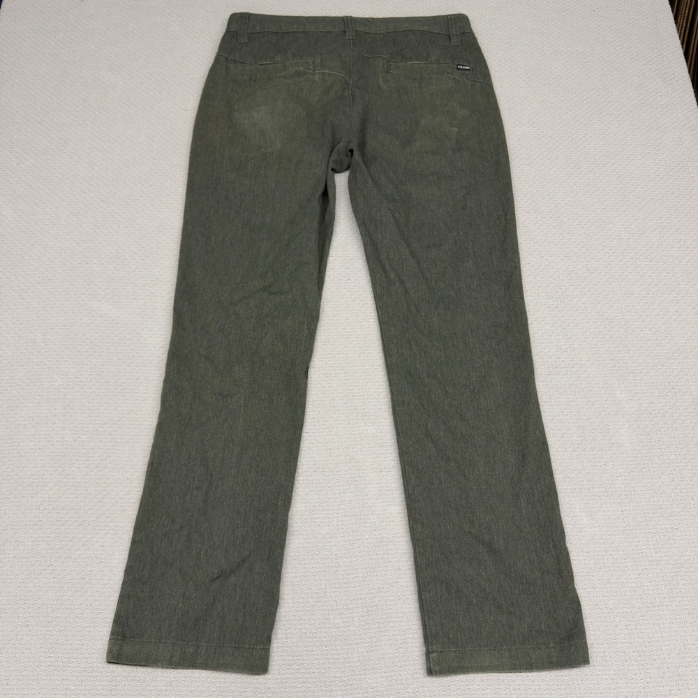 Volcom Pants Mens 33x31 Green Cotton Blend Chino Straight Fit Skater Casual - Picture 2 of 11